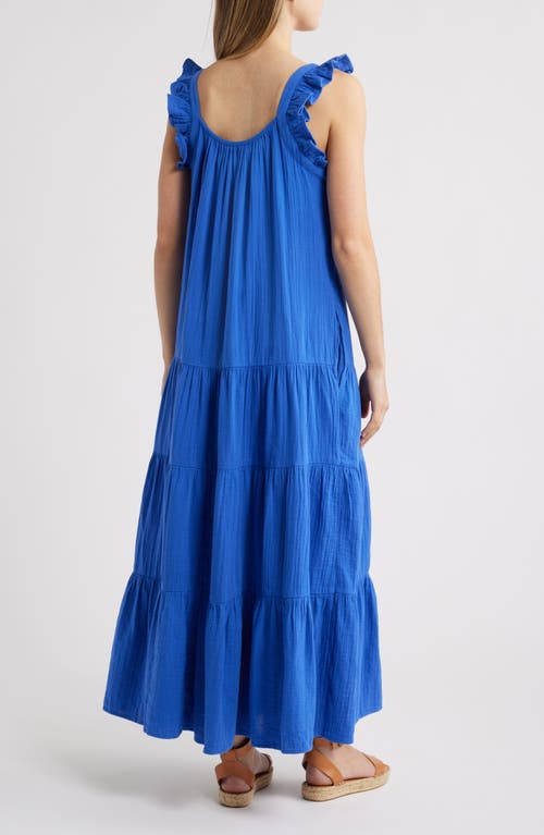 Caslonr Caslon(r) Ruffle Tiered Cotton Maxi Sundress In Blue Dazzle