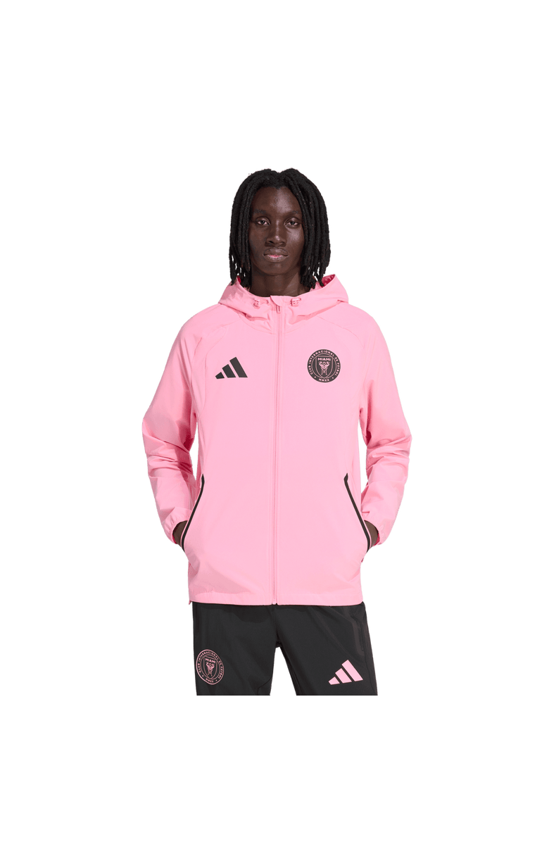 adidas Men's adidas Light Pink Inter Miami CF Tiro Travel Full-Zip Hooded Windbreaker, Main, color, Light Pink