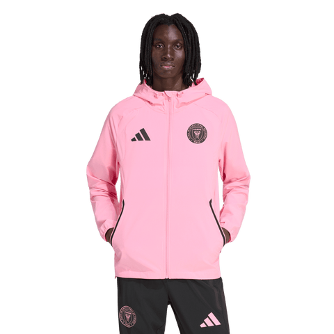 Men's adidas  Light Pink Inter Miami CF Tiro Travel Full-Zip Hooded Windbreaker