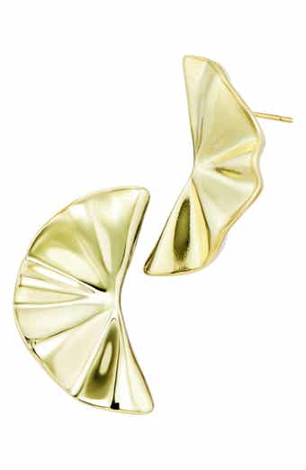 Crinkled Fan Statement Stud Earrings