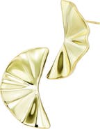 SAVVY CIE JEWELS Crinkled Fan Statement Stud Earrings
