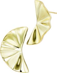 SAVVY CIE JEWELS Crinkled Fan Statement Stud Earrings