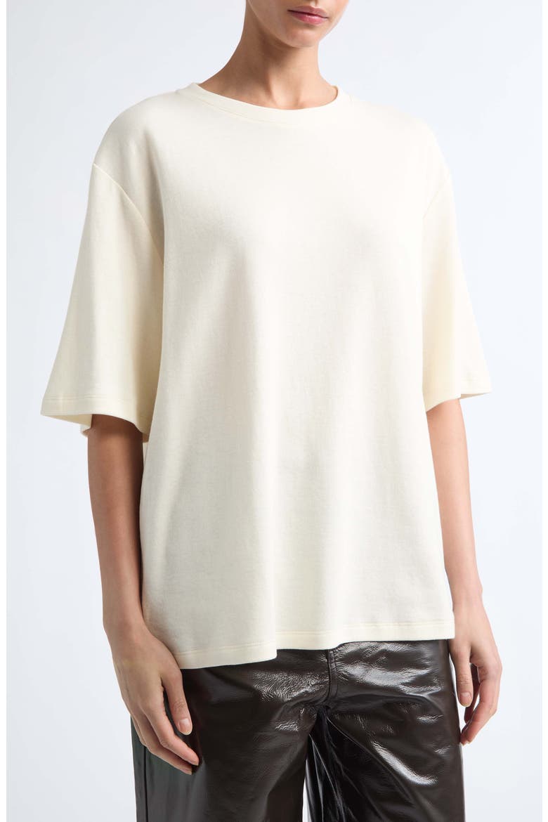 Oversize Cotton & Wool Blend T-Shirt, Alternate, color, CREAM