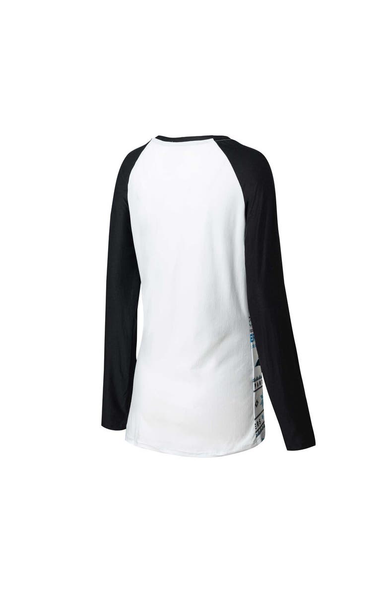 CONCEPTS SPORT Women's Concepts Sport White/Black Carolina Panthers Tinsel Raglan Long Sleeve T-Shirt & Pants Sleep Set, Alternate, color, 