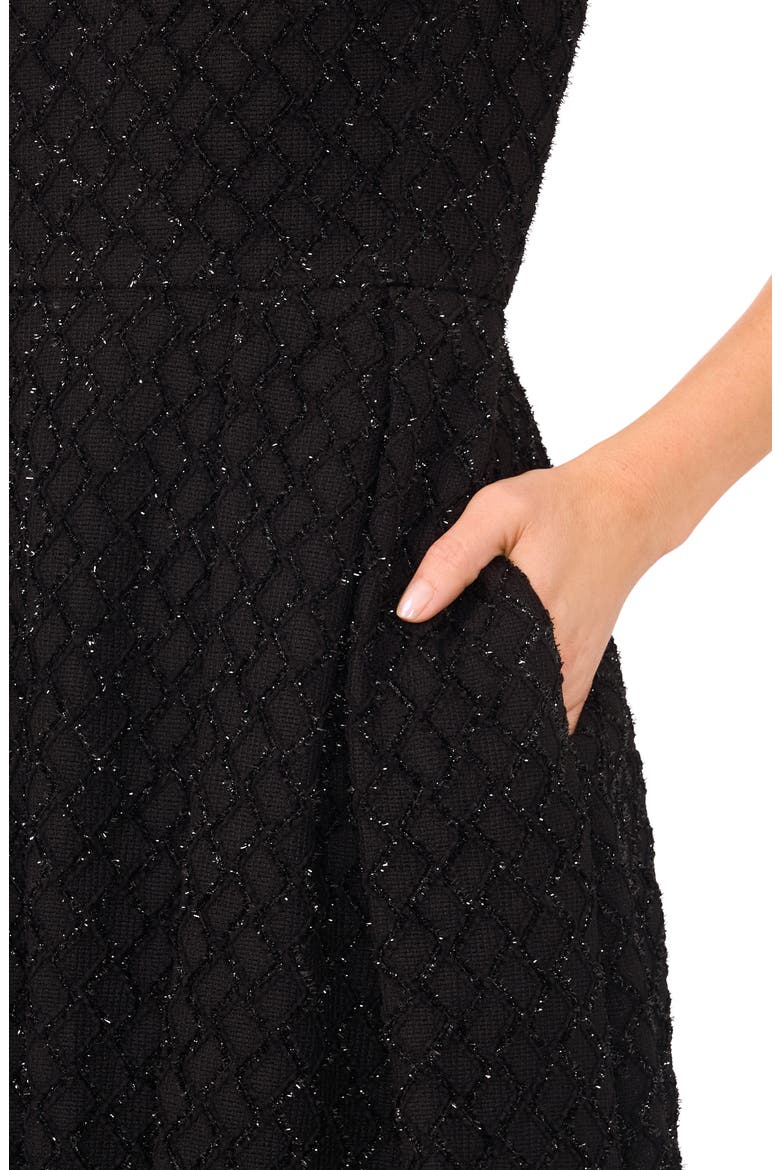 Sequin Grid Midi Dress, Alternate, color, RICH BLACK