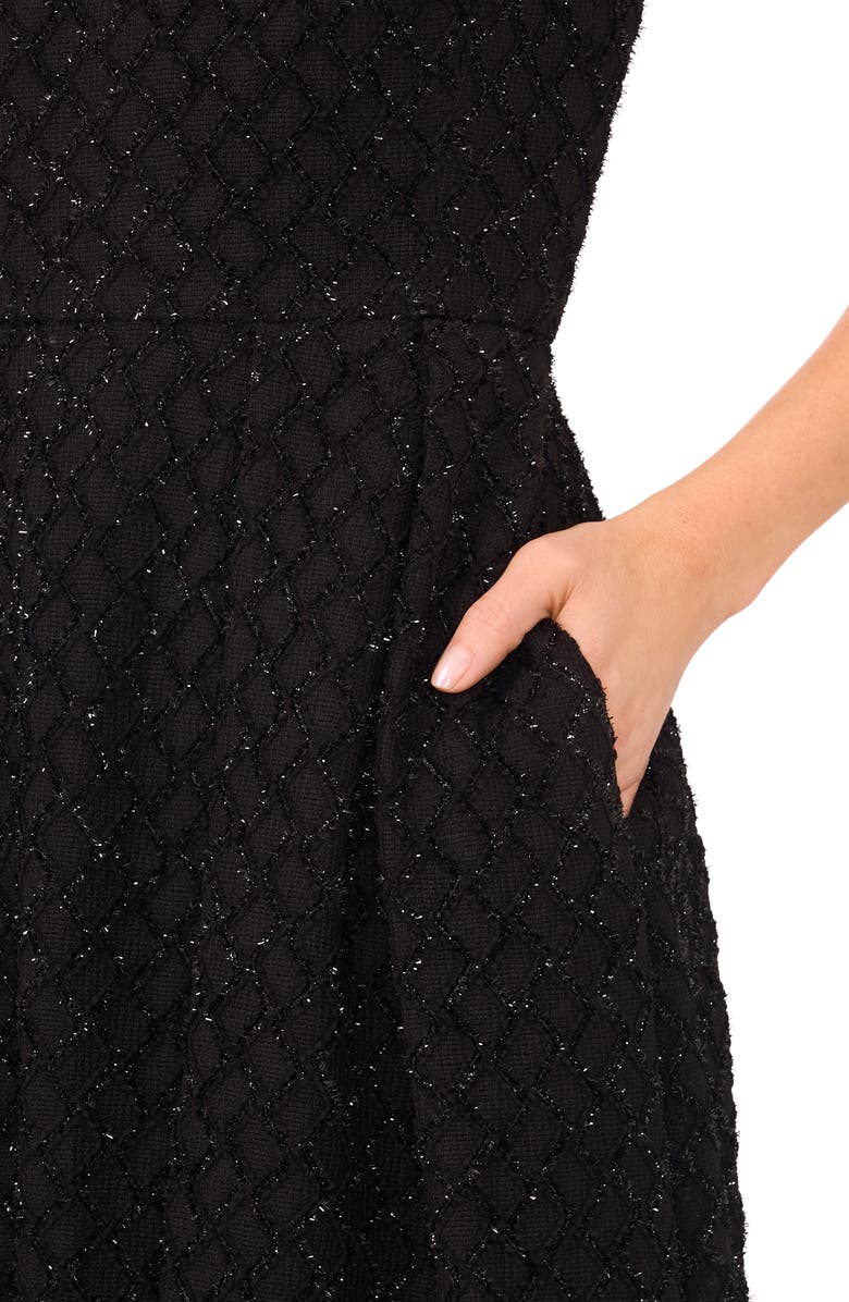 Ted Baker Sequin Grid Midi Dress, Alternate, color, Rich Black