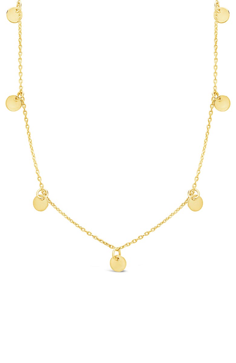Sterling Forever Sterling Silver Disk Charm Necklace, Main, color, Gold