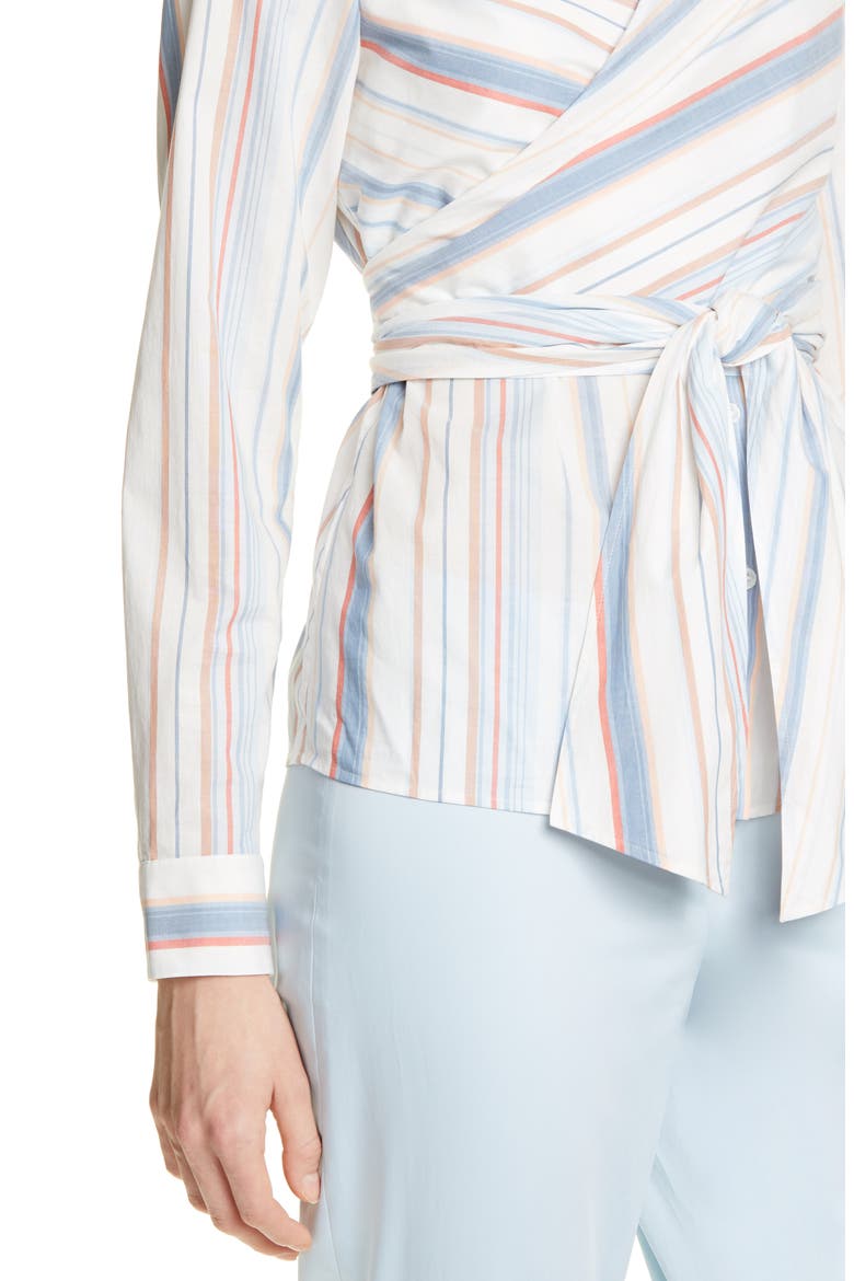 Stripe Cotton Wrap Blouse, Alternate, color, TATE STRIPE