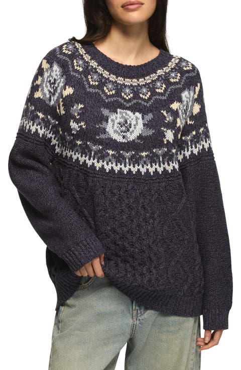 Floral Fair Isle Crew Sweater