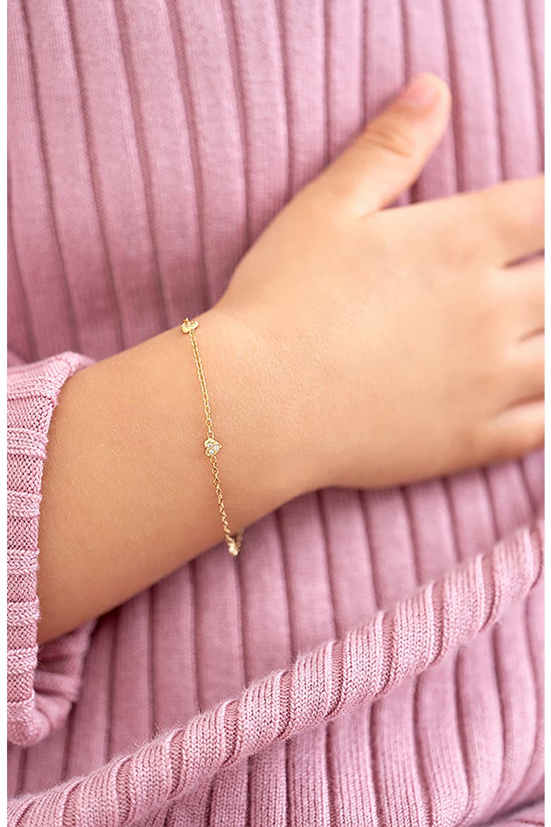 14k Tiny Heart Link Bracelet, Alternate, color, Gold