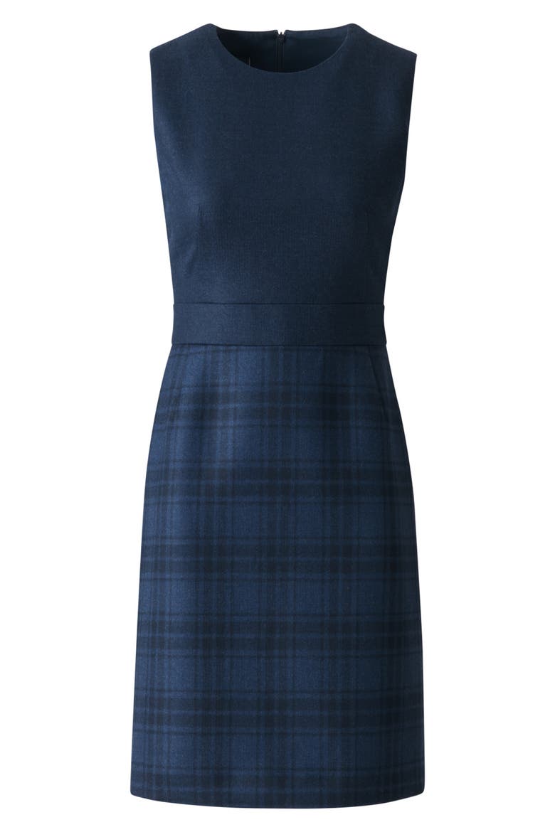 Check Wool Sheath Dress, Alternate, color, DENIM-BLACK