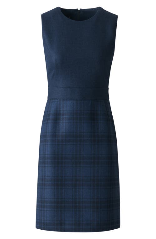 Akris Check Wool Double-face Sleeveless A-line Dress In Blue