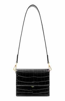 JW PEI Mini Flap Croc Embossed Faux Leather Shoulder Bag