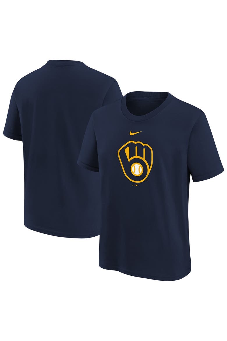 Youth Nike  Navy Milwaukee Brewers Large Logo T-Shirt, Main, color, Navy