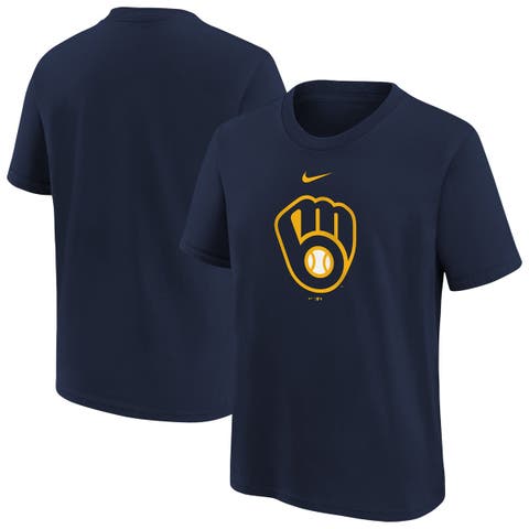 Youth Nike  Navy Milwaukee Brewers Large Logo T-Shirt