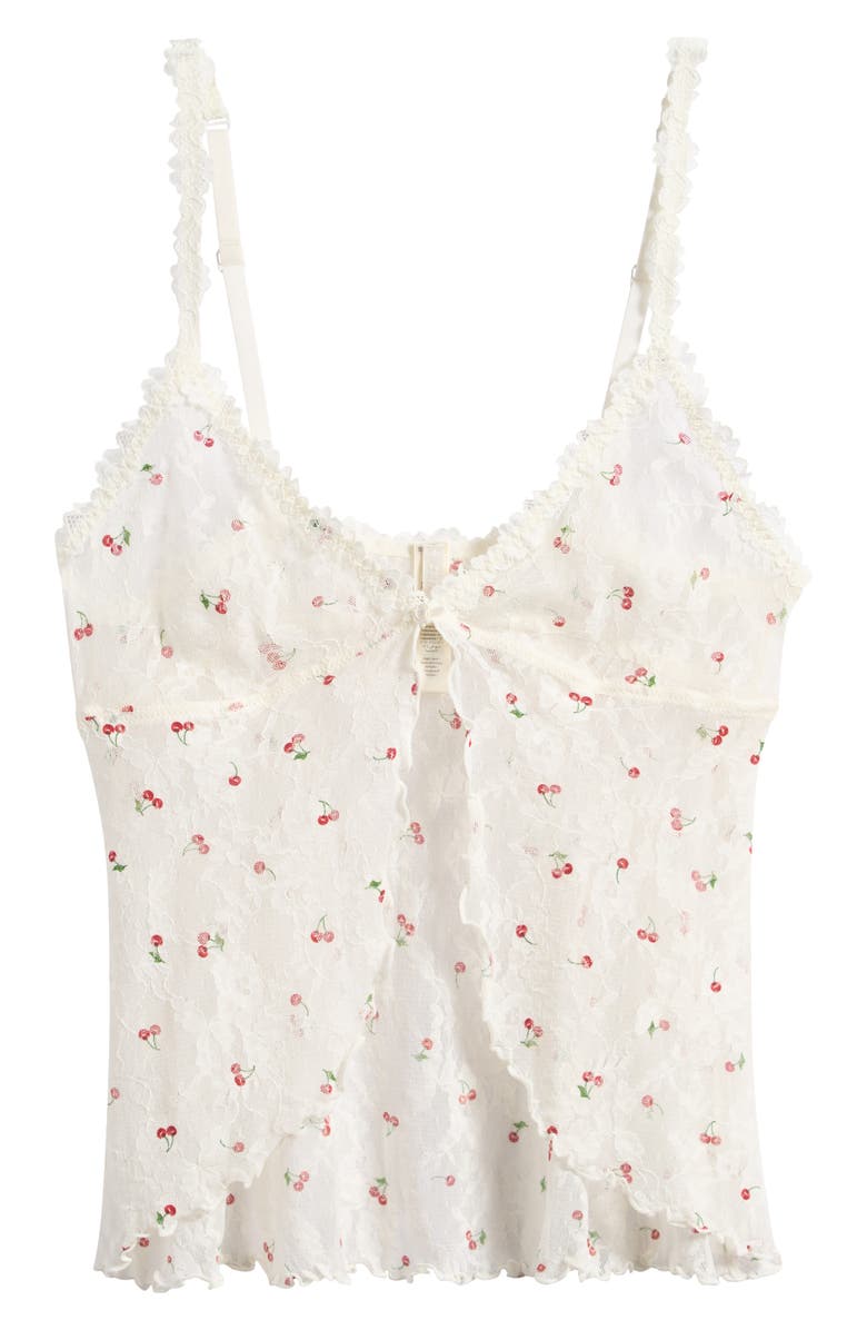 SKIMS Stretch Lace Babydoll Top, Main, color, Ivory Cherry Print