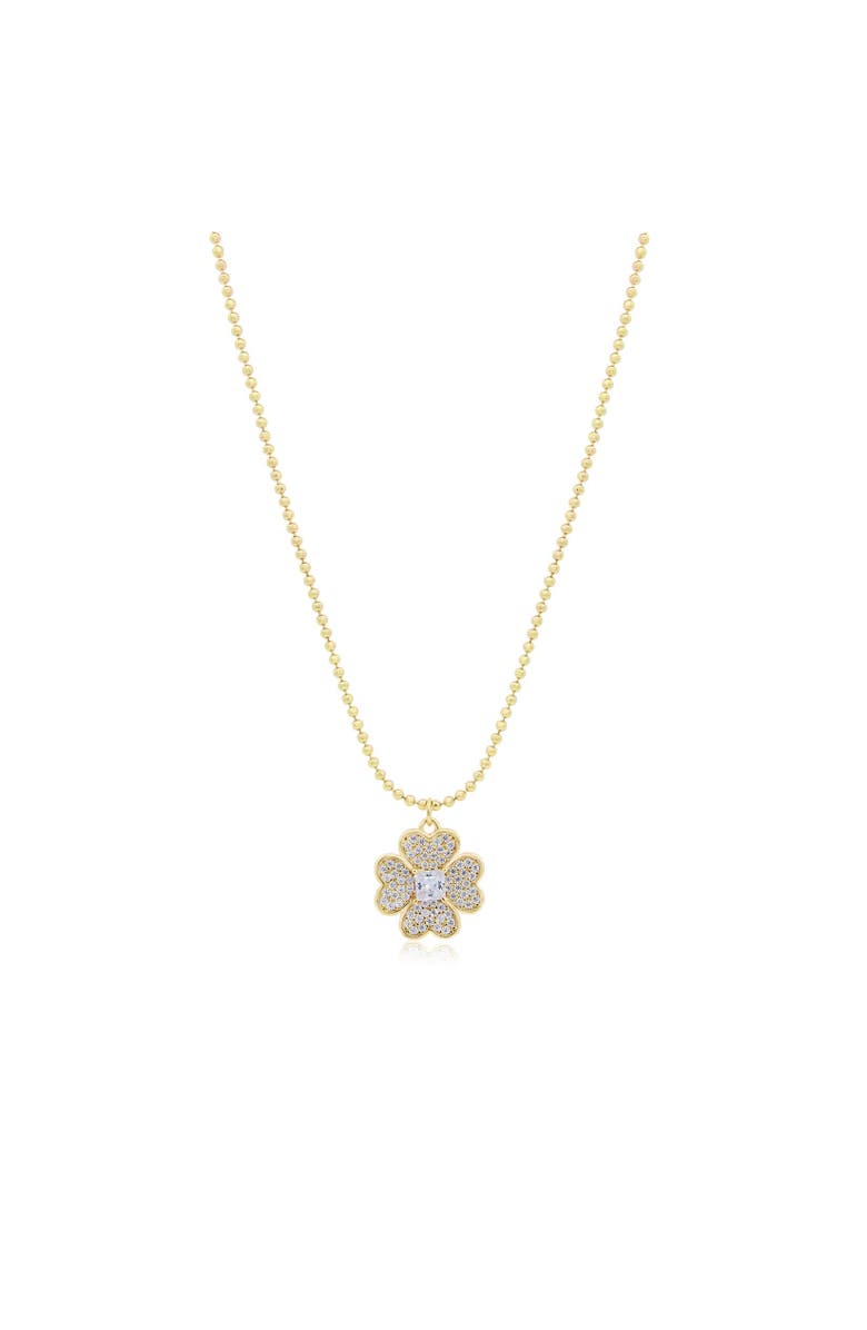 The Lovery Fine Jewelry CZ Lucky Clover Necklace, Main, color, Gold Plated Sterling Silver