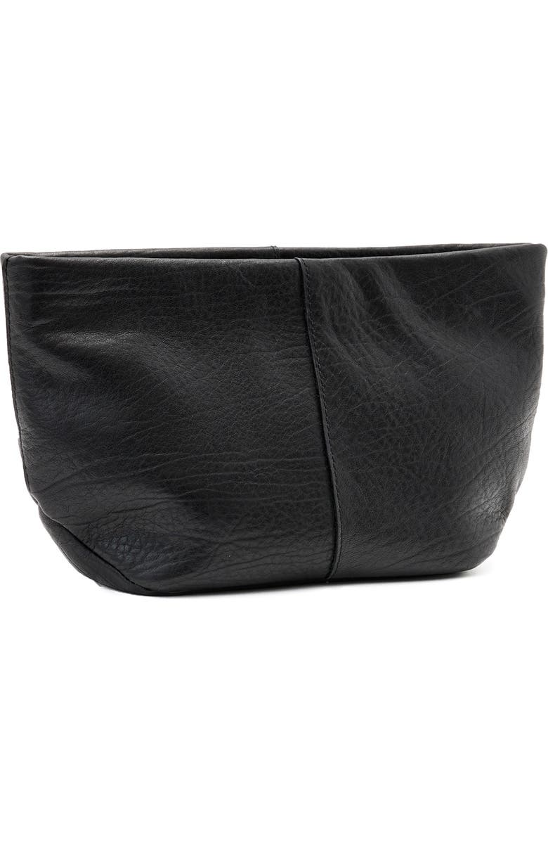 AllSaints Hex Grained Leather East/West Pouch, Alternate, color, Black