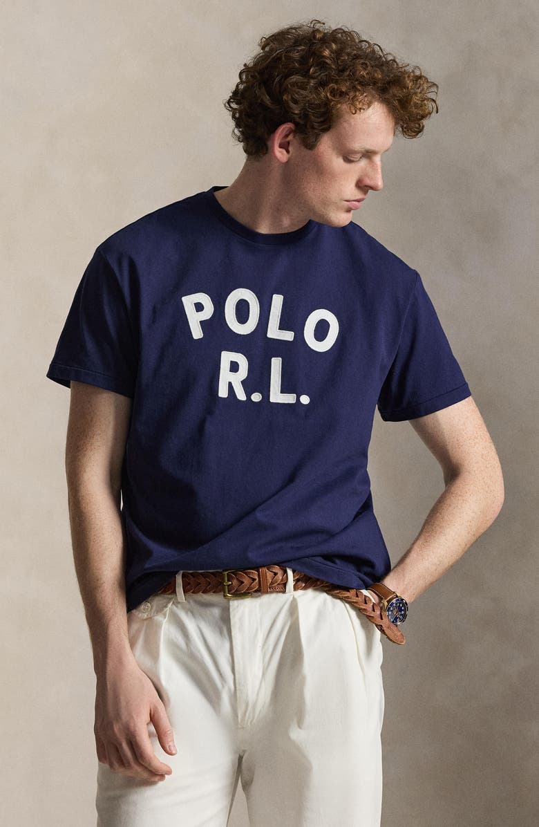 Polo Ralph Lauren Classic Fit Logo Appliqué Cotton T-Shirt, Alternate, color, Newport Navy