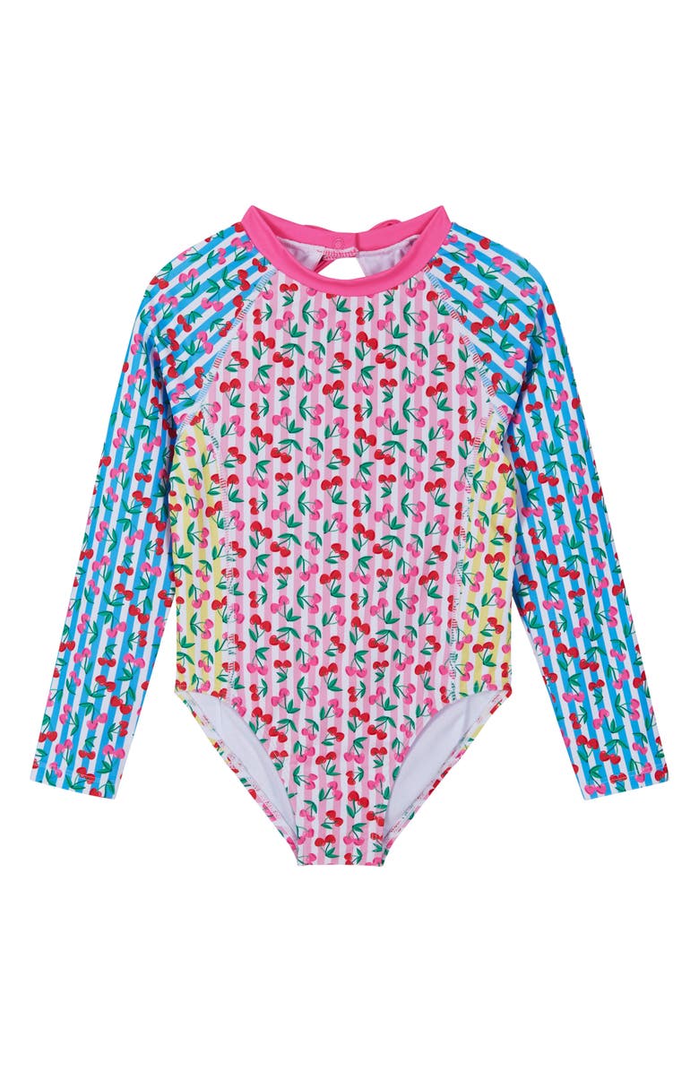 Andy & Evan Kids' Long Sleeve One-Piece Rashguard Swimsuit with Scrunchie, Alternate, color, 