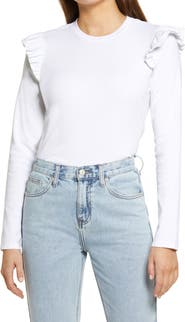 English Factory Ruffle Shoulder Top