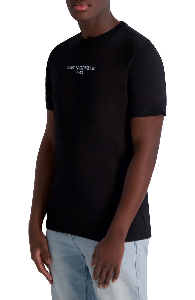 KARL LAGERFELD PARIS Camo Logo Graphic T-Shirt, Alternate, color, Black