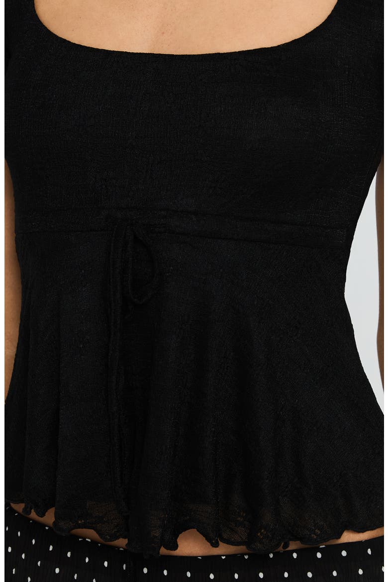 Auroraah Frill Babydoll Top, Alternate, color, BLACK