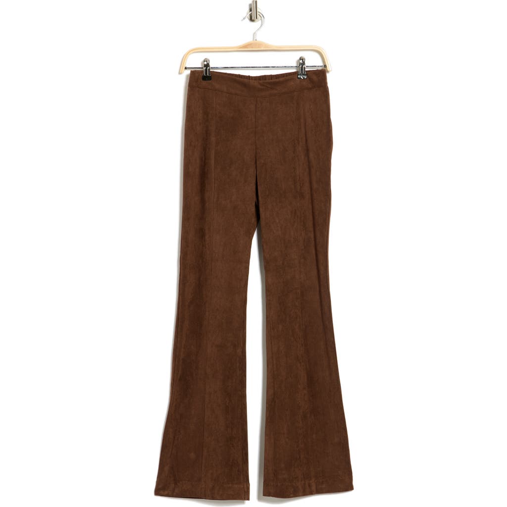 T Tahari Faux Suede Bootcut Pants In Brown