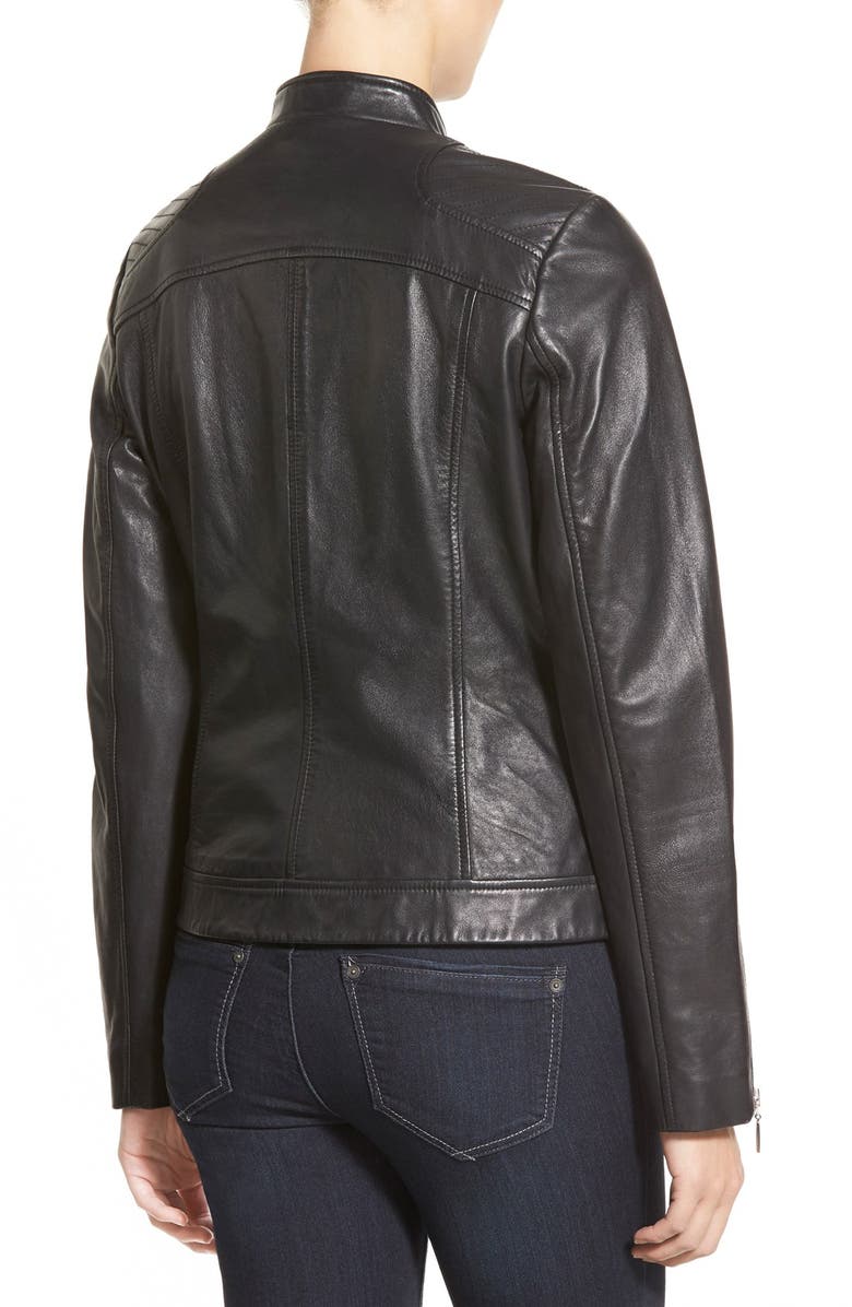 Bernardo Zip Front Leather Jacket, Alternate, color, 