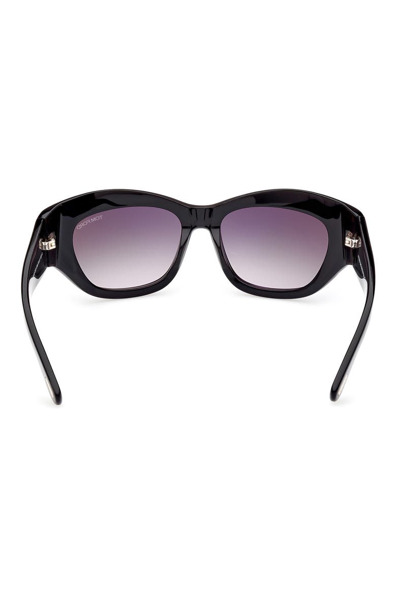 Brianna 55mm Gradient Cat Eye Sunglasses, Alternate, color, SHINY BLACK / SMOKE PINK