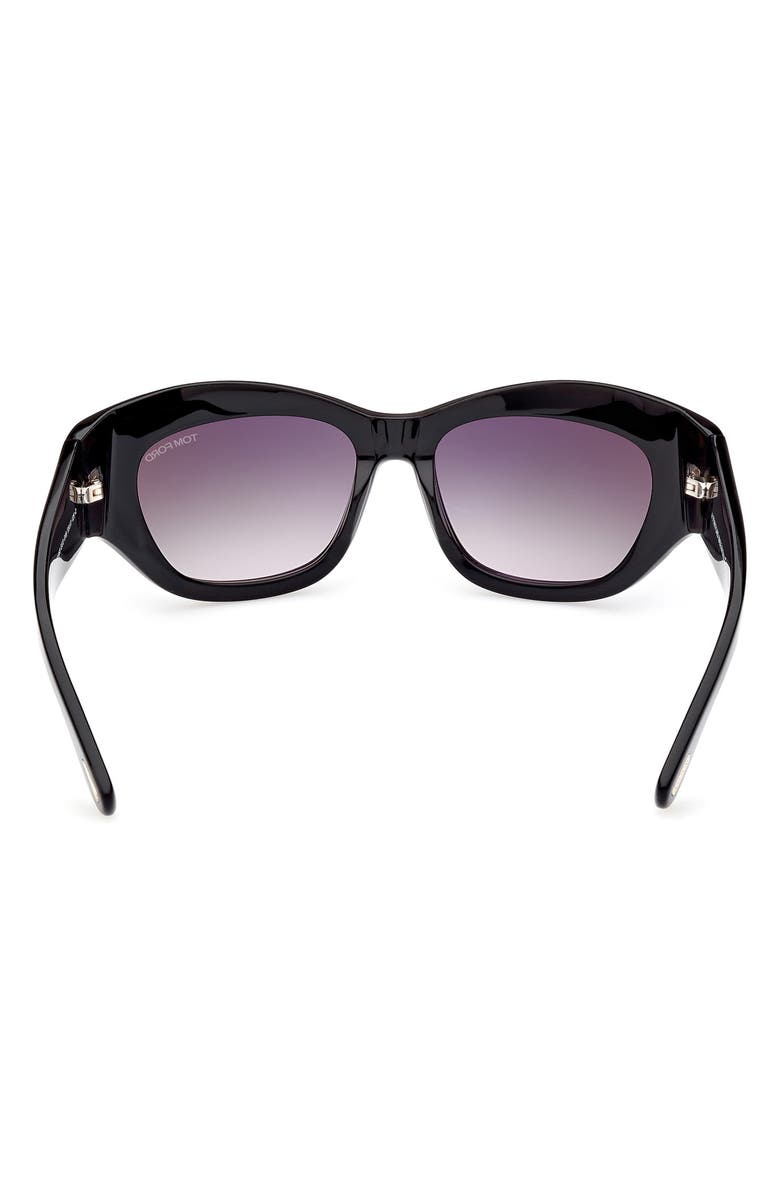 TOM FORD Brianna 55mm Gradient Cat Eye Sunglasses, Alternate, color, Shiny Black / Smoke Pink