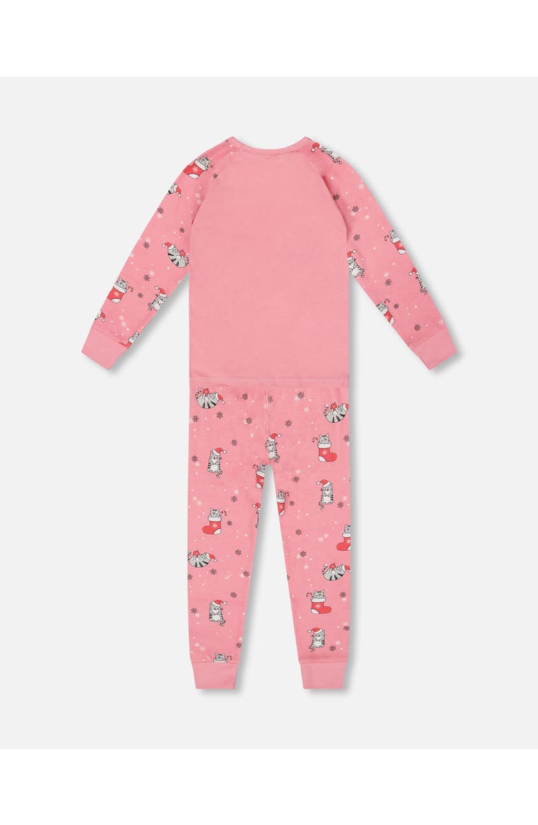 Deux par Deux Organic Cotton Two-Piece Pajamas Cat, Alternate, color, Pink