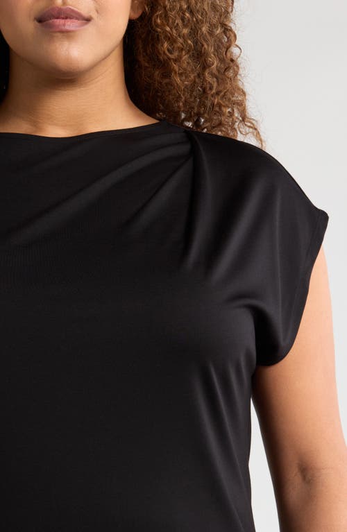 Anne Klein Plus Size Pleat-neck Short-sleeve Blouse In Anne Black