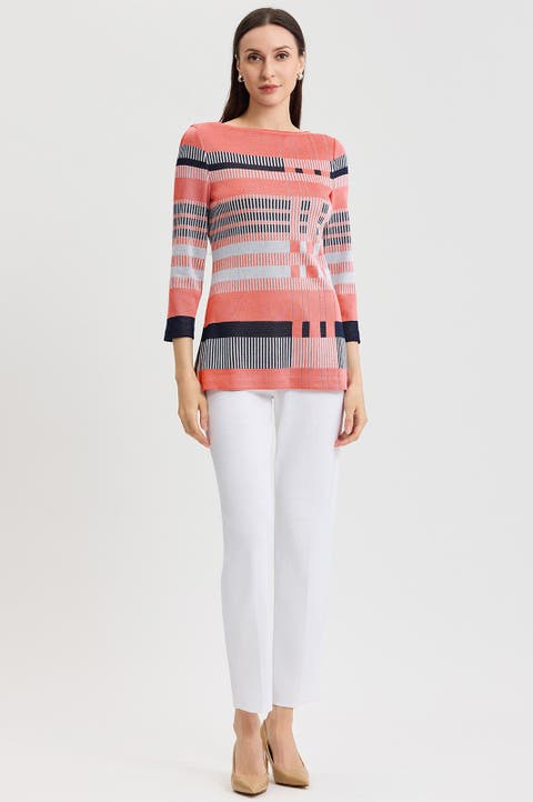 Classic Jacquard Colorblock Soft Knit Tunic