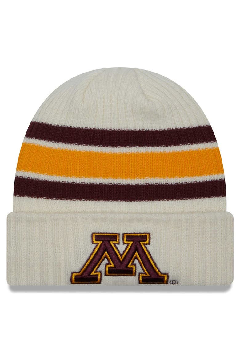 Men's New Era Cream Minnesota Golden Gophers Vintage Cuffed Knit Hat, Main, color, Cream