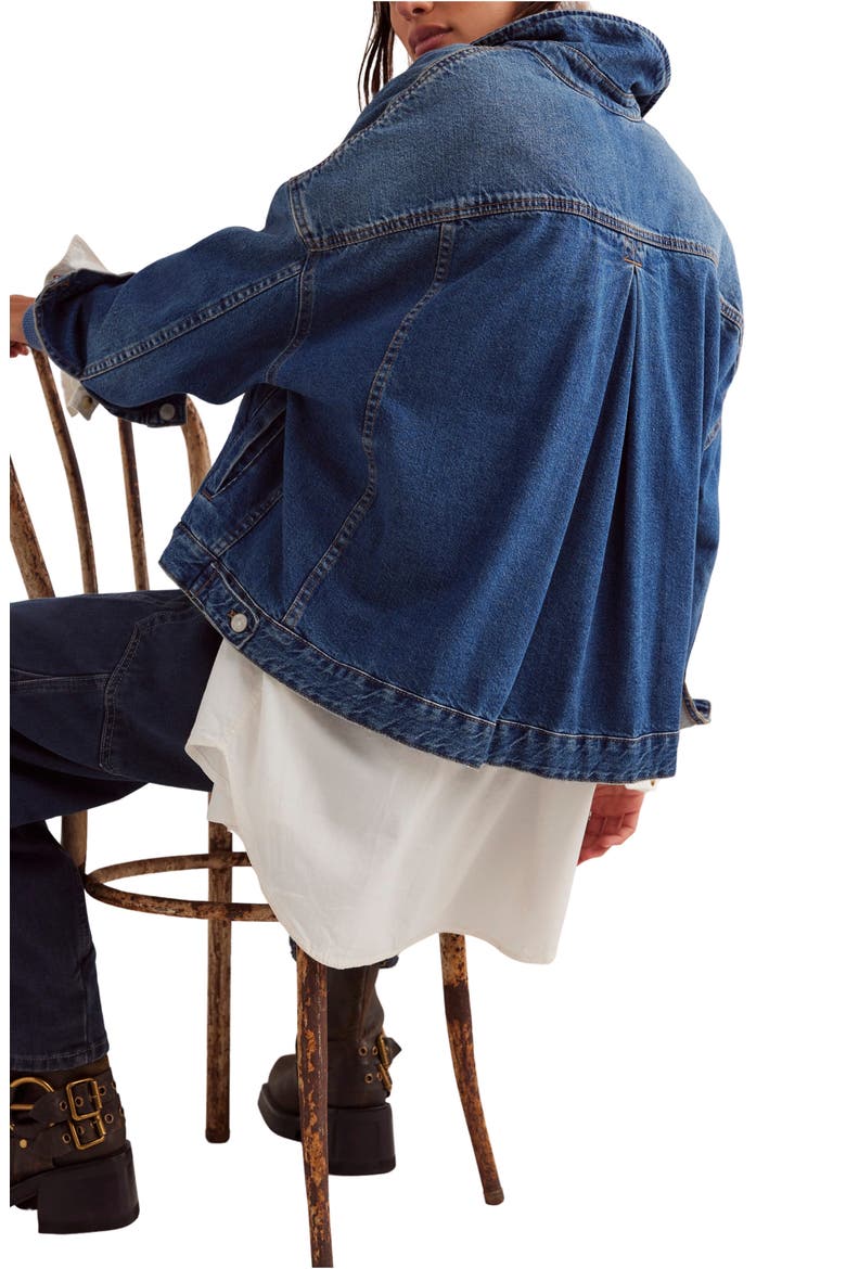 We The Free Opal Swing Denim Trucker Jacket, Alternate, color, GOT THE BLUES