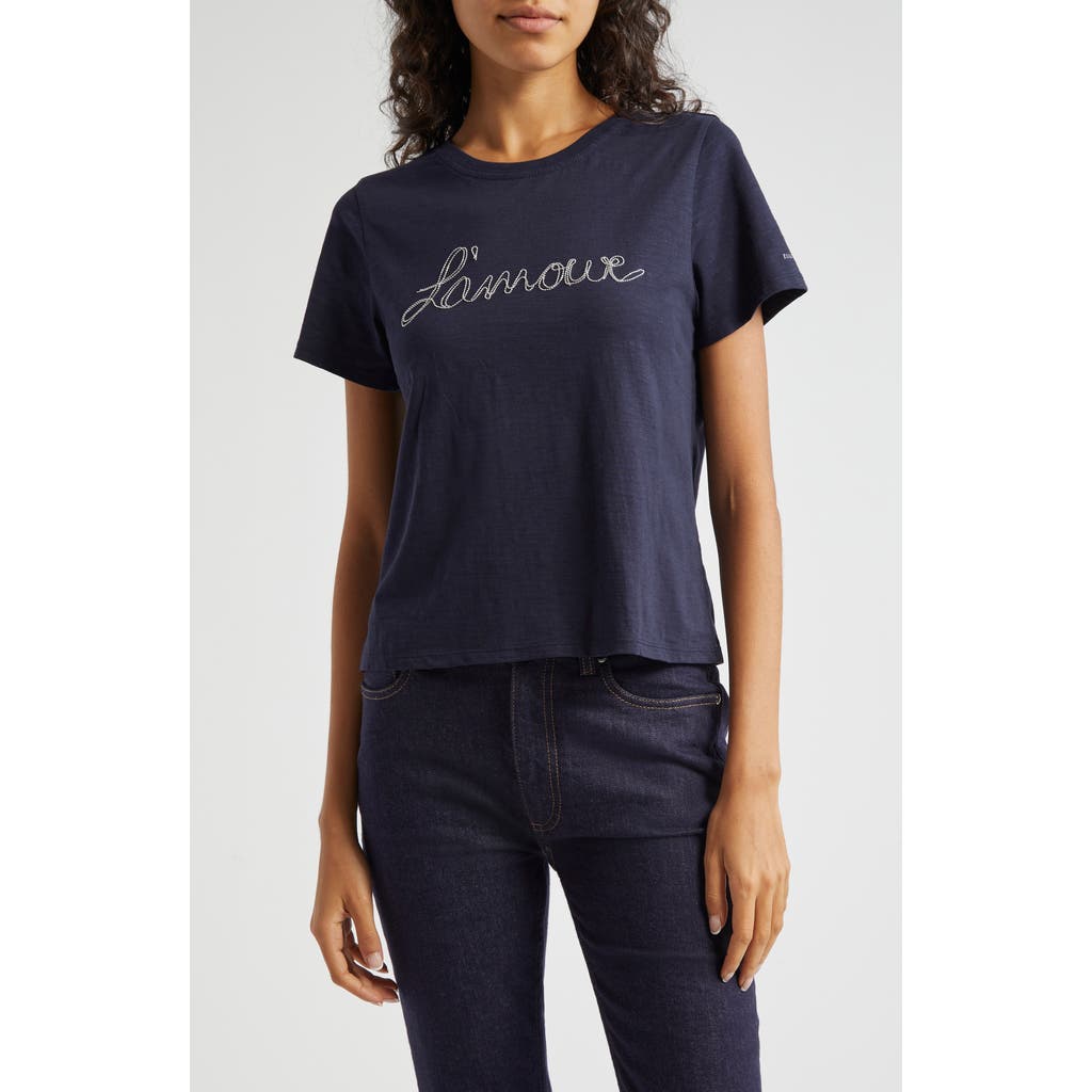 Cinq À Sept Cinq A Sept Silver Chain Lamour Tee In Navy/white