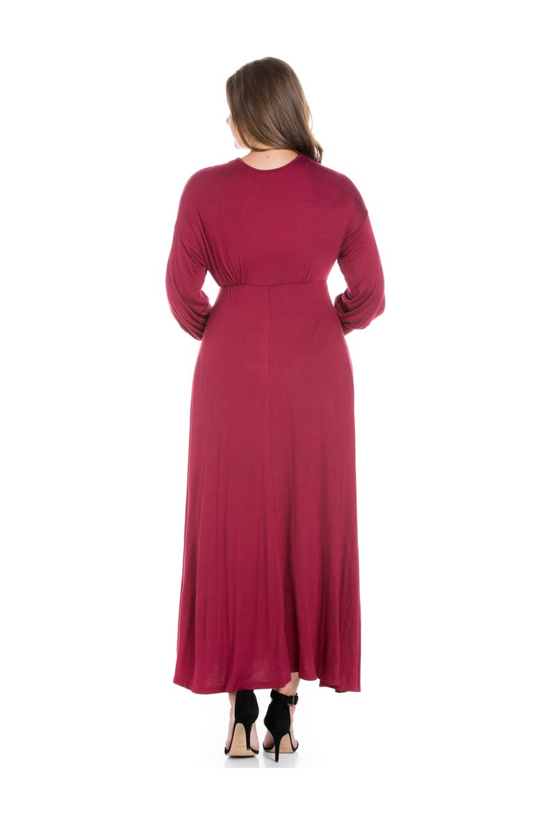 Plus Size V-Neck Long Sleeve Maxi Dress, Alternate, color, Wine