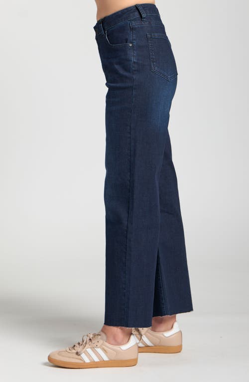 Apny Crop Raw Hem Wide Leg Jeans In Blue