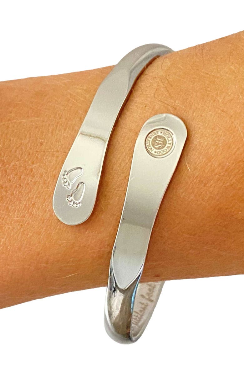 Baby Bracelets Engraved The littlest feet makes the biggest footprint in your heart, Alternate, color, Silver