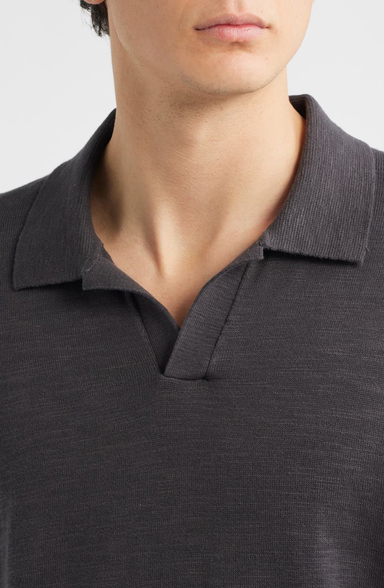 Madewell Johnny-Collar Cotton Slub Sweater Polo, Alternate, color, Coal