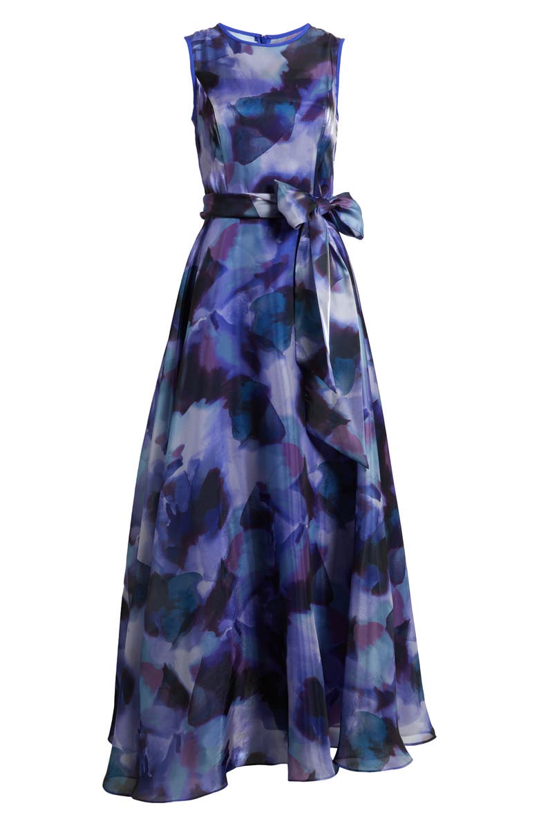 Eliza J Abstract Print Sleeveless A-Line Gown, Alternate, color,