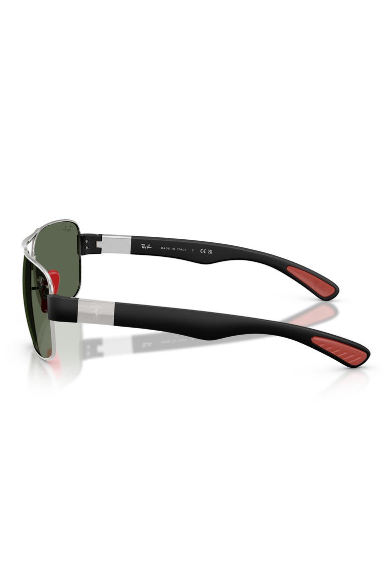 x Scuderia Ferrari 64mm Oversize Double Bridge Square Sunglasses, Alternate, color, SILVER / DARK GREEN