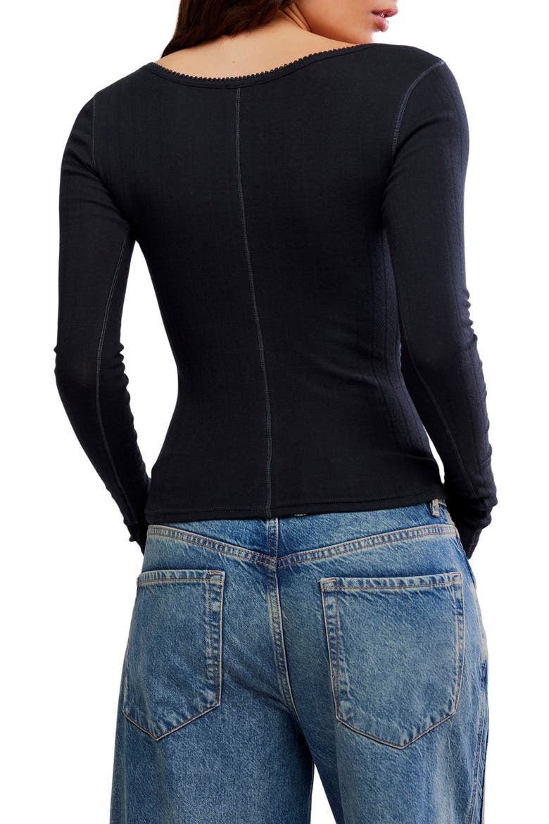 End Game Pointelle Top, Alternate, color, BLACK