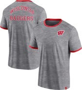 FANATICS Men's Fanatics Branded Heather Gray Wisconsin Badgers Classic Stack Ringer T-Shirt