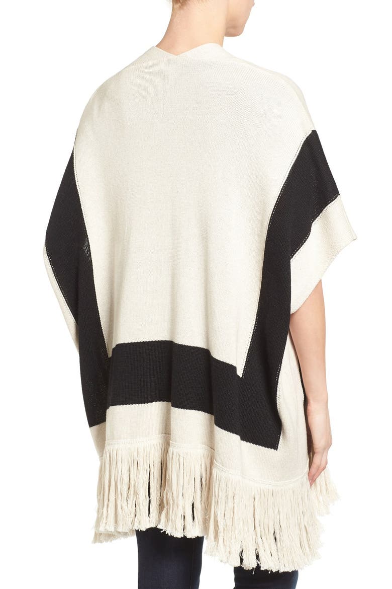 Colorblock Knit Fringe Kimono, Alternate, color, WHITE
