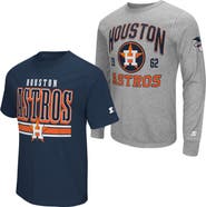 STARTER Men's Starter Heather Gray/Navy Houston Astros Two-Pack Long Sleeve & Short Sleeve T-Shirt Set