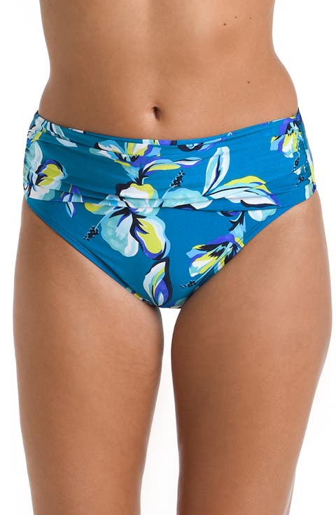 Shirred Overlap Sash Hipster Bikini Bottoms