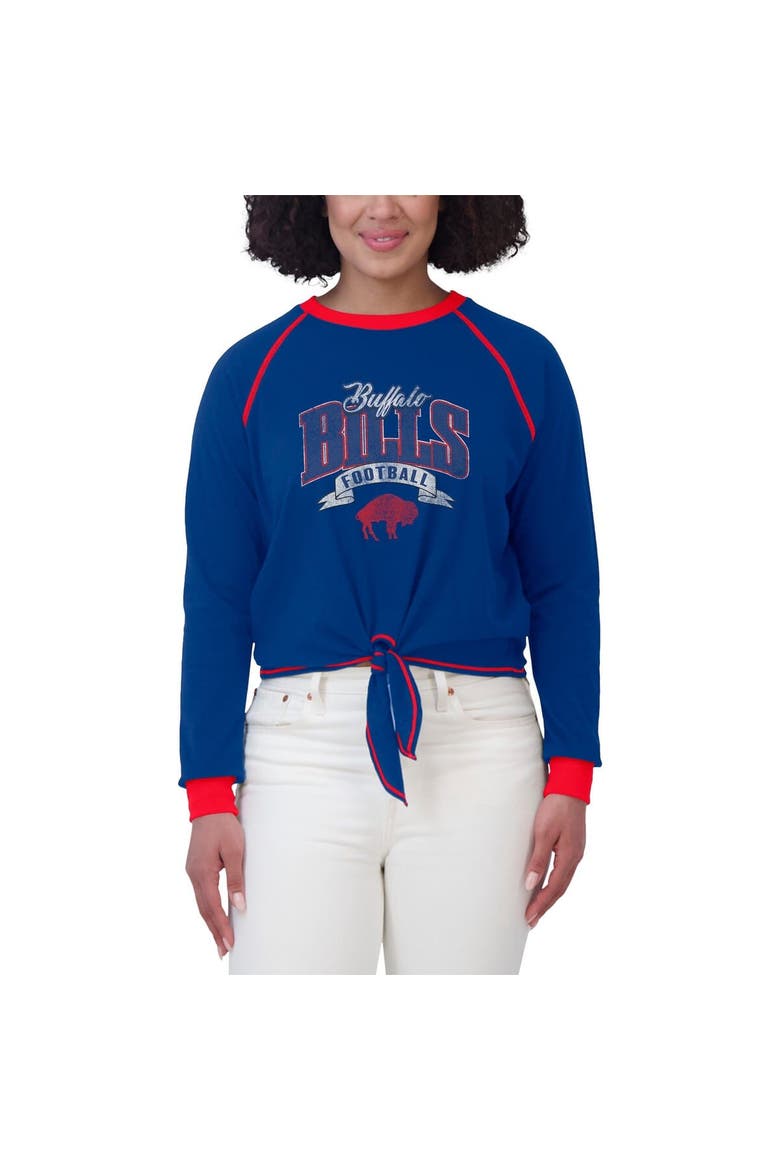 Women's WEAR by Erin Andrews Royal/Red Buffalo Bills Tie-Front Long Sleeve Top, Alternate, color, Royal
