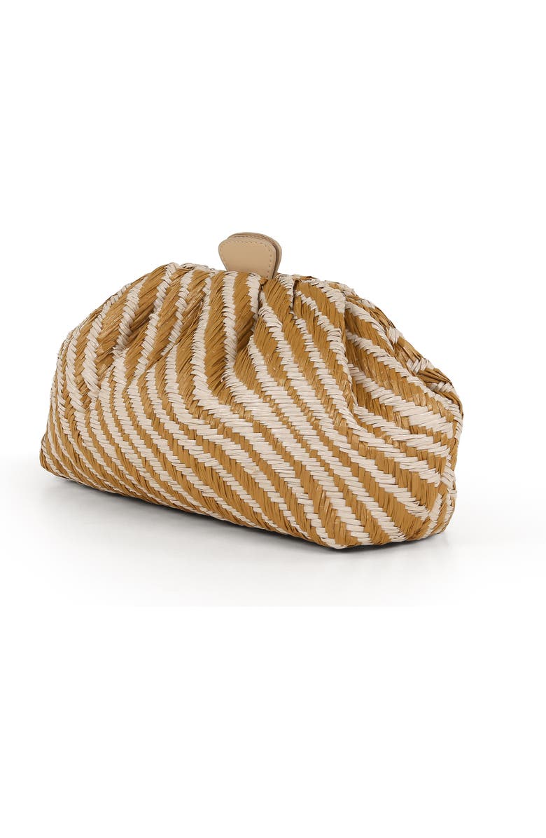 Jewel Badgley Mischka Indigo Tiger Jacquard Raffia Pouch Clutch, Alternate, color, Natural Combo